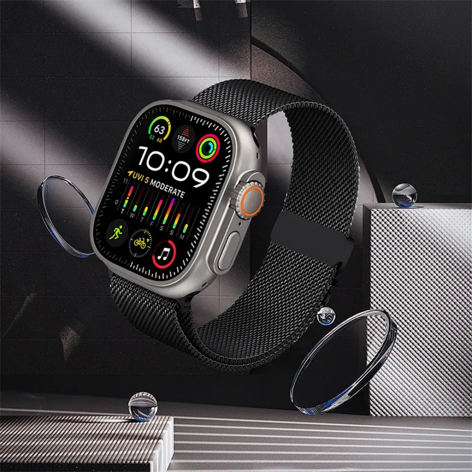 Wiwu Çelik Paslanmaz Çelik 42-44-45-49mm Uyumlu Kordon Siyah