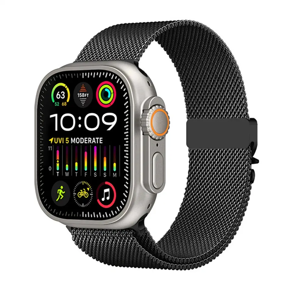 Wiwu Çelik Paslanmaz Çelik 42-44-45-49mm Uyumlu Kordon Siyah