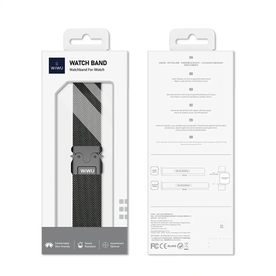 Wiwu Çelik Paslanmaz Çelik 42-44-45-49mm Uyumlu Kordon Siyah