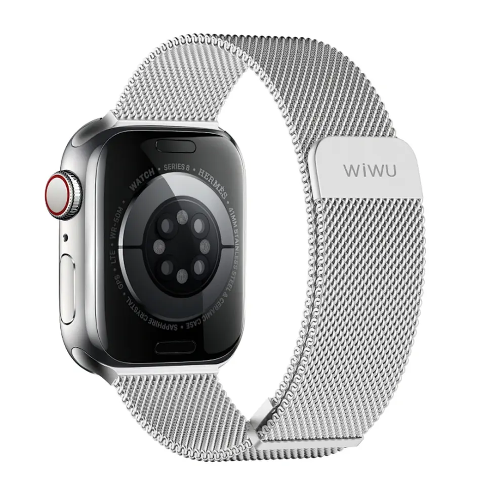 Wiwu Milanese Magnetic Apple Watch Kordon Silver