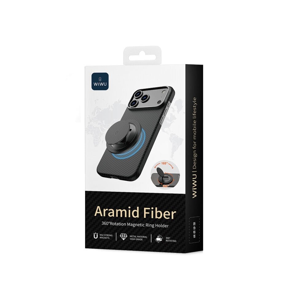 Wiwu Warriors Aramid 360° Dönebilen Magsafe Tutucu Siyah