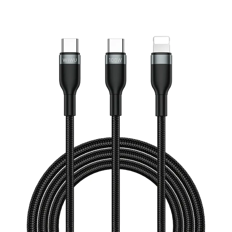 Wiwu C029 Concise 100W 2 in 1 PD Data ve Şarj Kablosu 1.2mt C-C+L