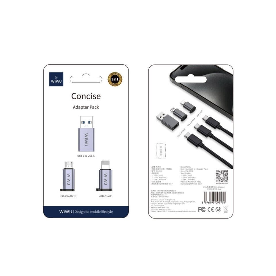 Wiwu C031 Concise Serisi 3 in 1 Type-C Adaptör Paketi