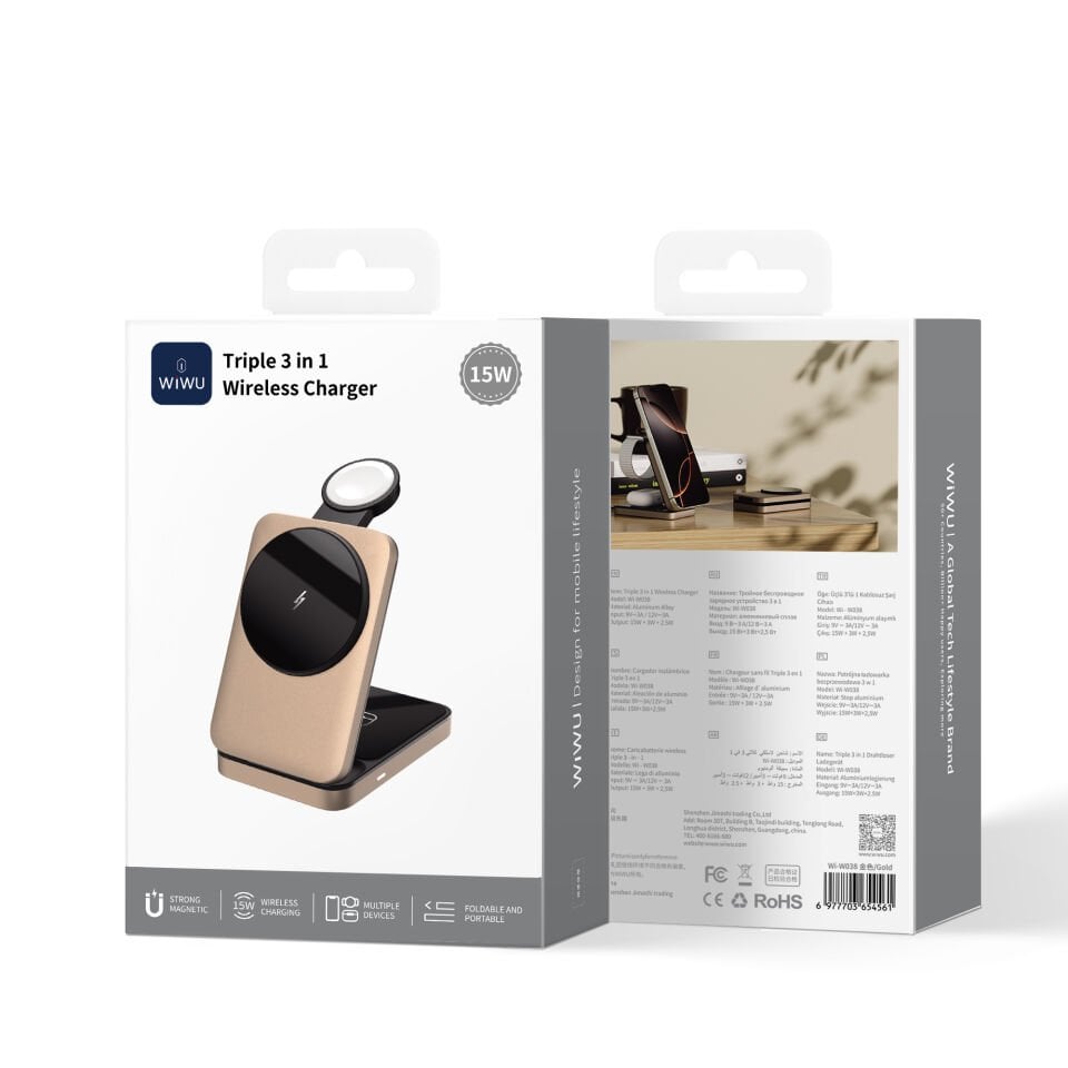 Wiwu W038 Magsafe 3in1 Wireless Şarj İstasyonu