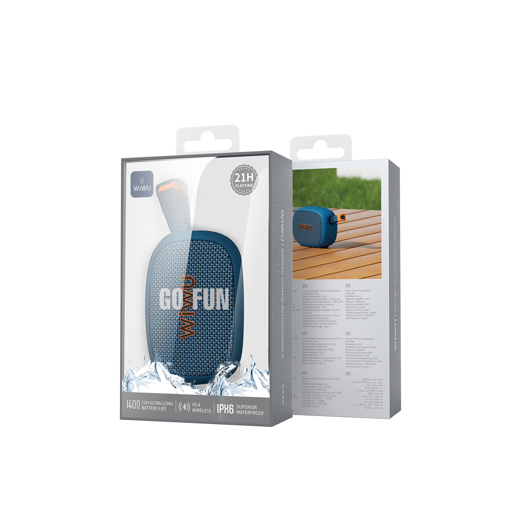 Wiwu H1 GO Fun Taşınabilir Su Geçirmez Hoparlör - Mavi