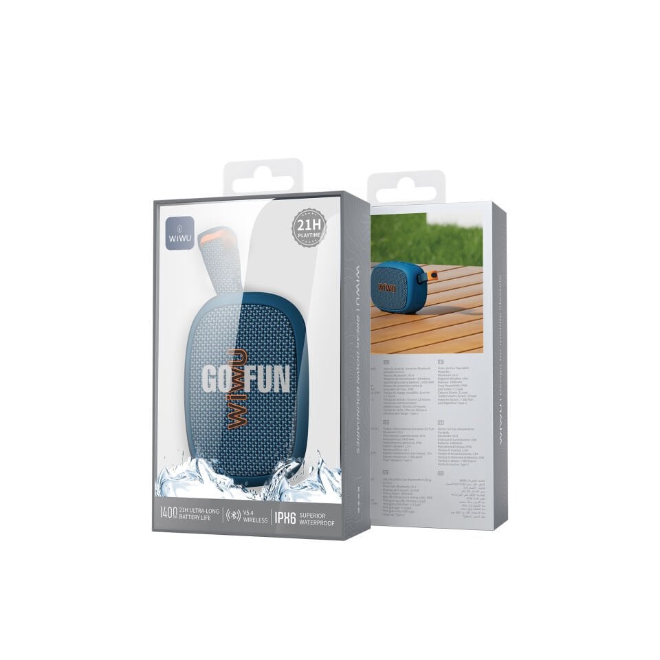Wiwu GO Fun Taşınabilir Su Geçirmez Hoparlör - Mavi