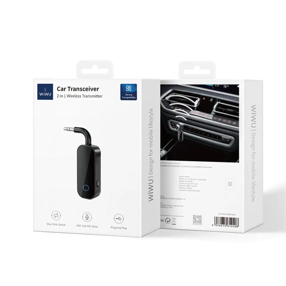 Wiwu AD001 Kablosuz Ses Alıcı Aux Girişli Bluetooth 5.0 Adaptör