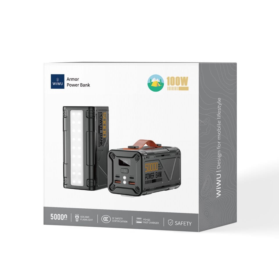 Wiwu 50000mAh 100W PD Hızlı Şarjlı El Fenerli Powerbank