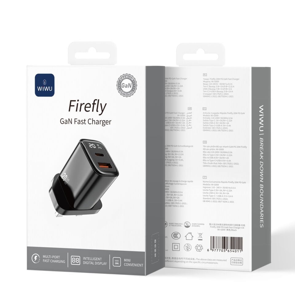 Wiwu G009 20W PD Gan Hızlı Şarj 1xType-c 1xUSB