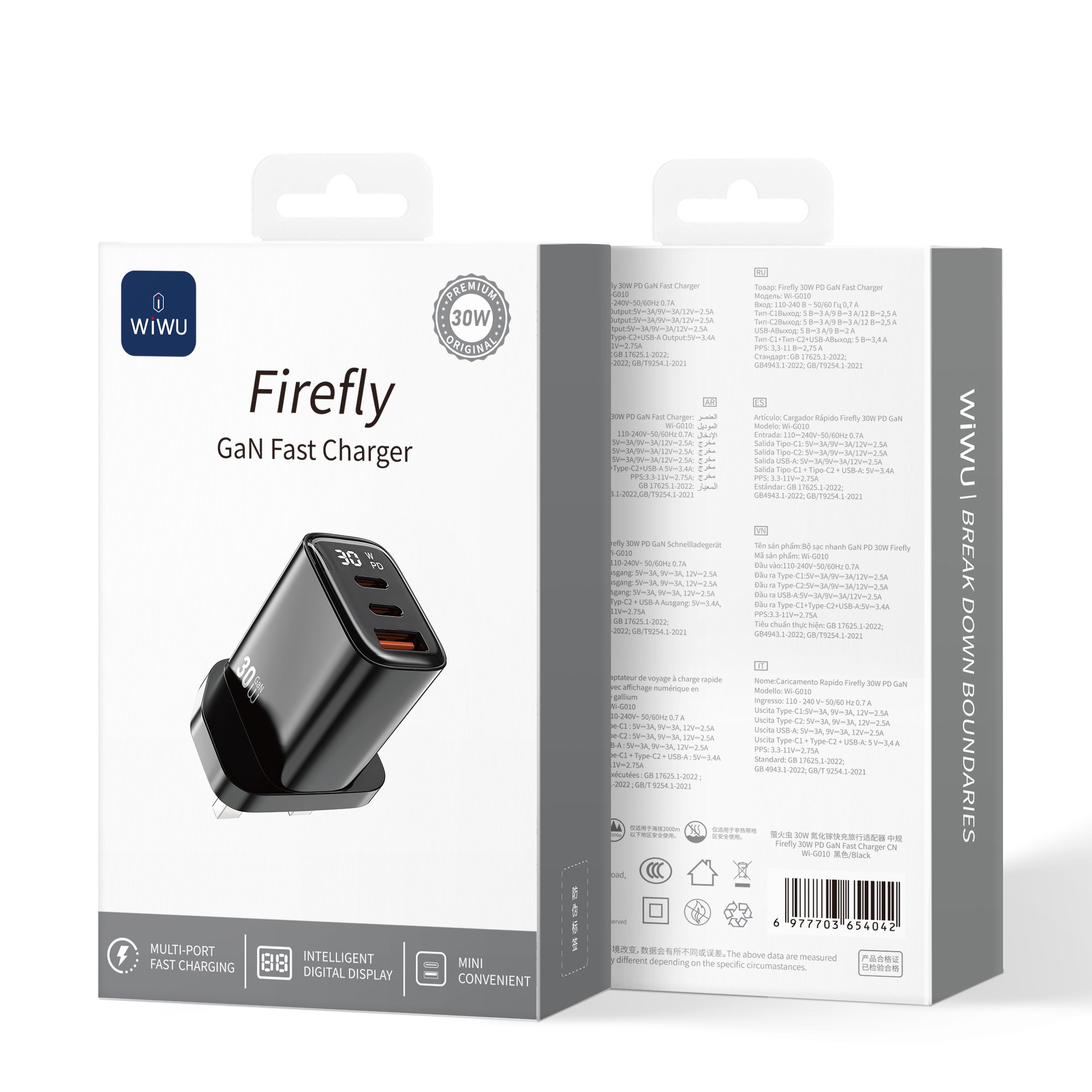 Wiwu G010 30W PD Gan Hızlı Şarj 2xType-c 1xUSB