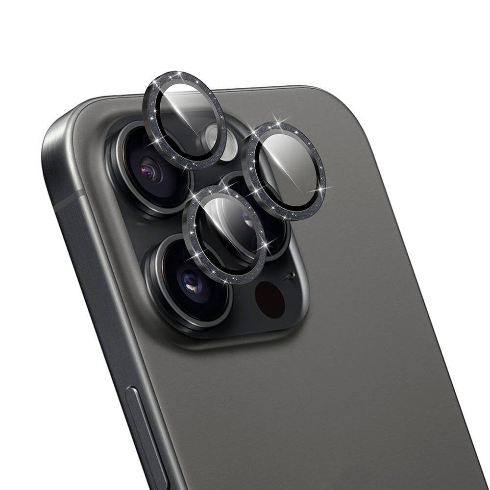 Wiwu iphone 16 Pro - 16 Promax Parlak Elmas Safir Lens Koruyucu Siyah