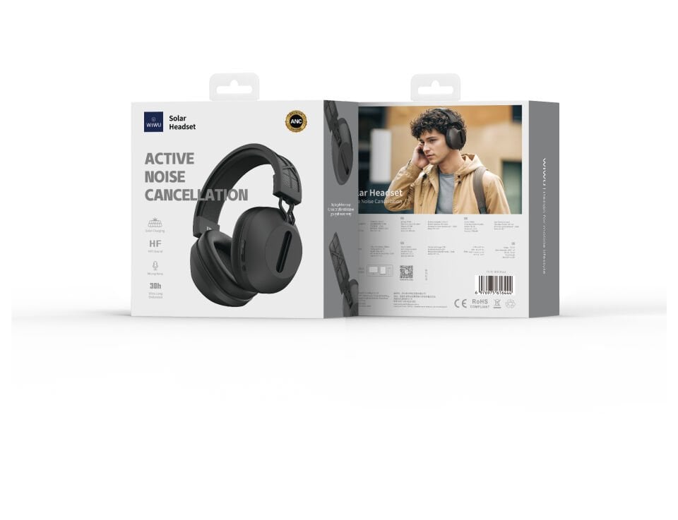 Wiwu TD-06 Solar Enerjili ANC Özellikli Kulaklık Siyah