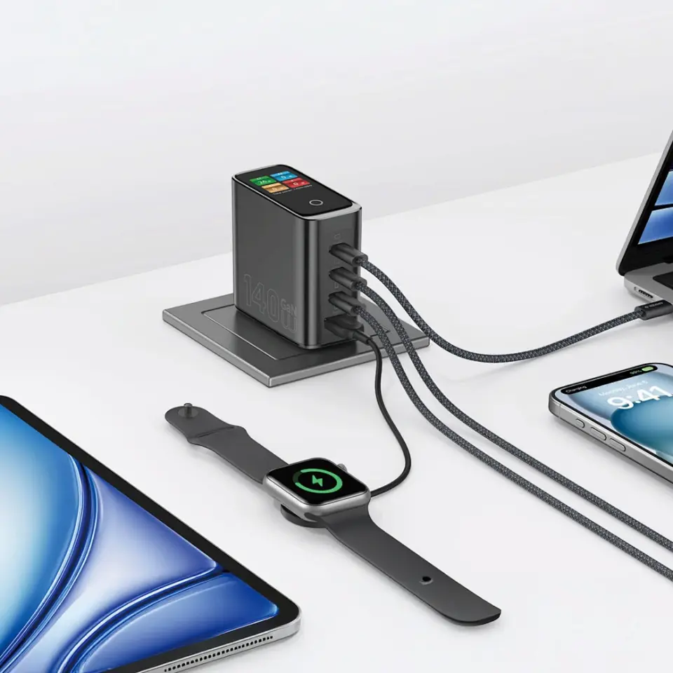 Wiwu 140W Akıllı Ekranlı GaN Şarj Cihazı 3C 1A