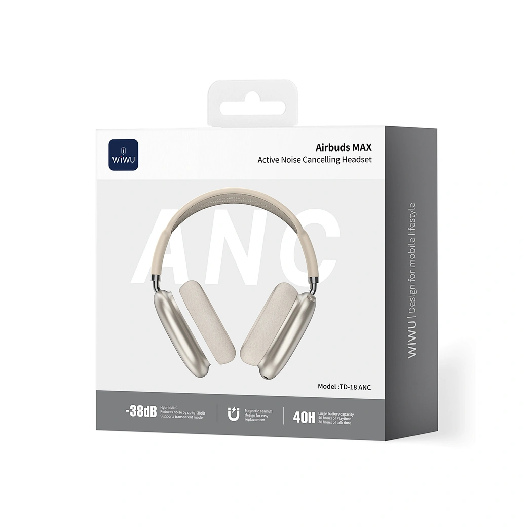 Wiwu Airbuds Max Kulak Üstü Bluetooth Kulaklık Gold