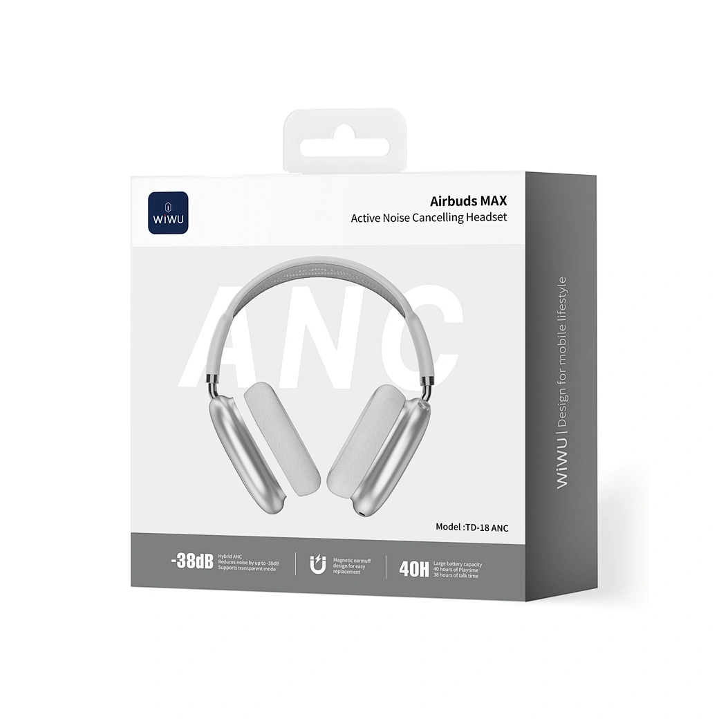 Wiwu Airbuds Max Kulak Üstü Bluetooth Kulaklık Silver