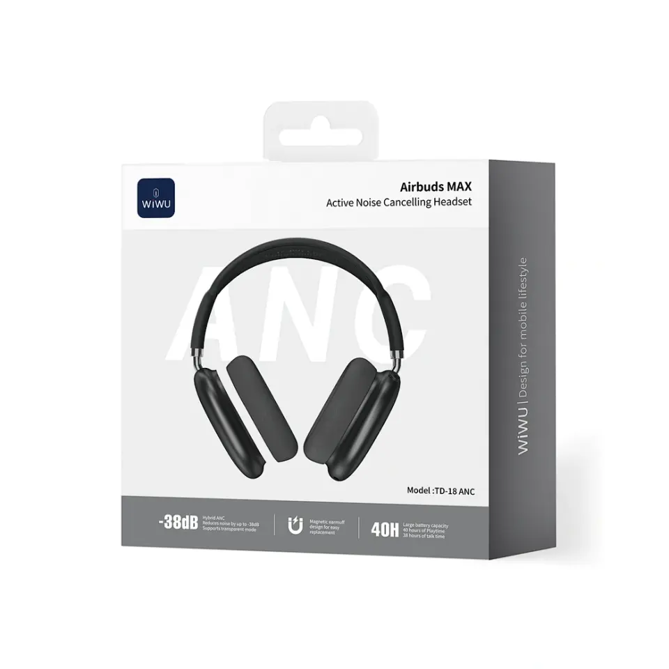 Wiwu Airbuds Max Kulak Üstü Bluetooth Kulaklık Siyah