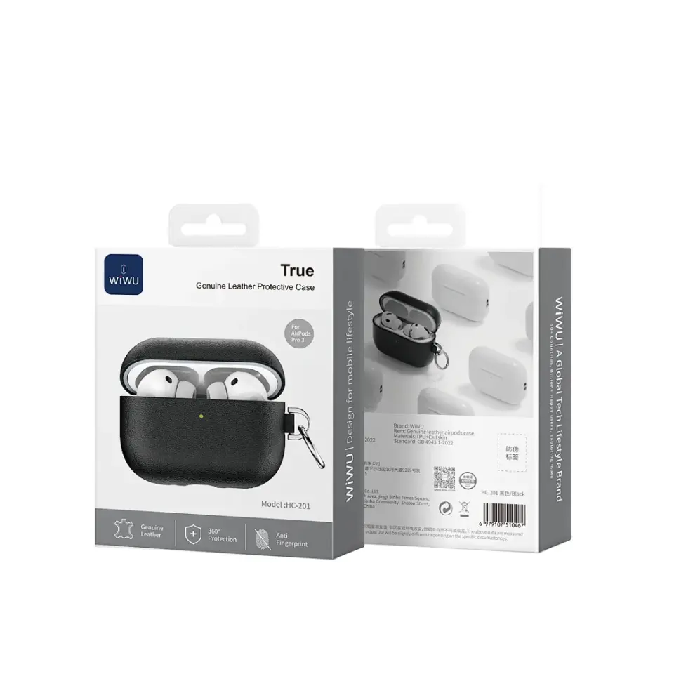 Wiwu AirPods Pro3 Siyah Deri Kılıf
