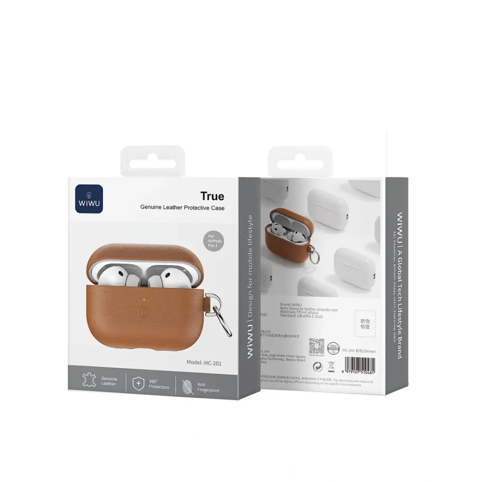 Wiwu AirPods Pro3 Kahverengi Deri Kılıf